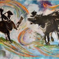 Olie op doek 200x120
schilderij op vraag 