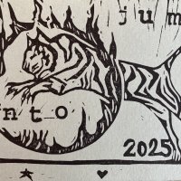 Linoprint, new years wish 